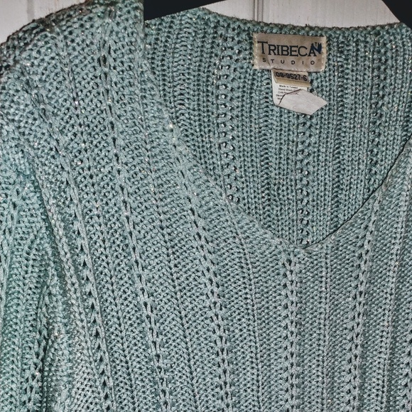 Tribeca Studio aqua mermaid sparkle cable knit - Picture 4 of 4